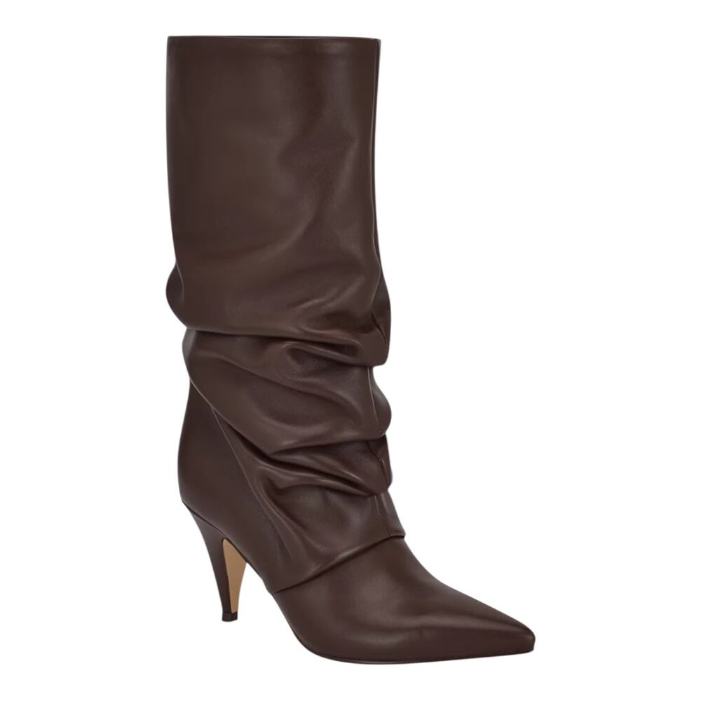 Nine West Women's Primer Leather Pointy Toe Slouchy Dress Boots Brown Size 10